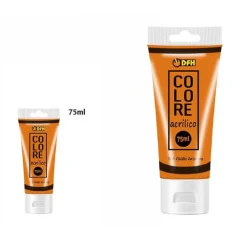 SET 6PZ PITTURA ACRILICA VERNICE CONFEZIONE COLORE GIALLO ARANCIO TUBO 75ML 07494