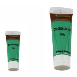 SET 6PZ PITTURA ACRILICA VERNICE CONFEZIONE COLORE VERDE SMERALDO TUBO 75ML 07499