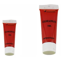 SET 6PZ PITTURA ACRILICA VERNICE CONFEZIONE COLORE ROSSO ARANCIO TUBO 75ML 07496