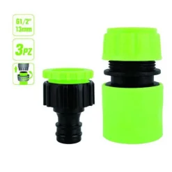 SET 3PZ RACCORDO GIUNZIONE CONNETTORE RAPIDO ADATTATORE 1/2” TUBO GIARDINO 97767