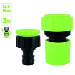 SET 3PZ RACCORDO GIUNZIONE CONNETTORE RAPIDO ADATTATORE 3/4” TUBO GIARDINO 97768