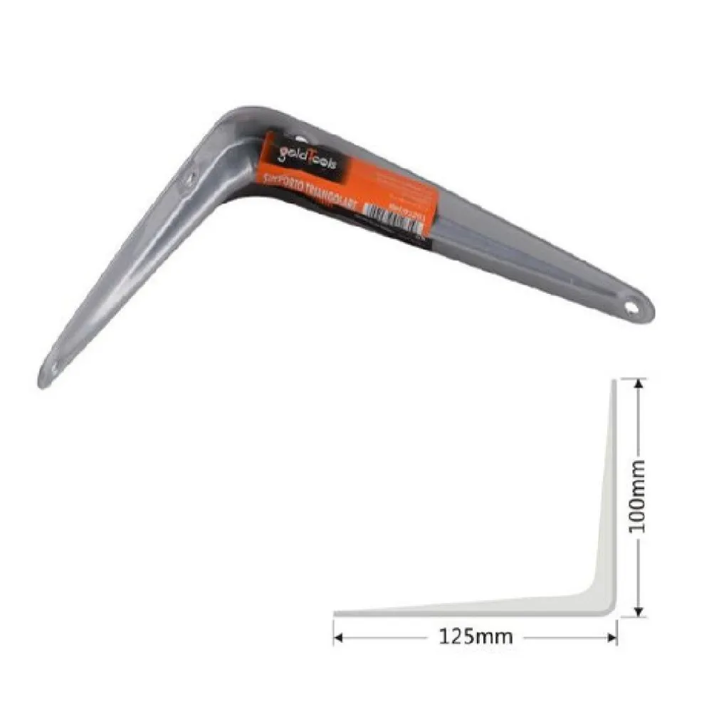 SET 2PZ REGGIMENSOLA SUPPORTO STAFFA TRIANGOLO MENSOLA METALLO 12.5CM GRIGIO 91261