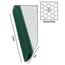 SET 3PZ RETE METALLICA PLASTIFICATA 0.5X3MT MAGLIA ESAGONALE 19MM RECINZIONE 020245