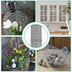 SET 3PZ RETE METALLICA ZINCATA MAGLIA ESAGONALE 0.5X3MT RECINZIONE PROTEZIONE 020253