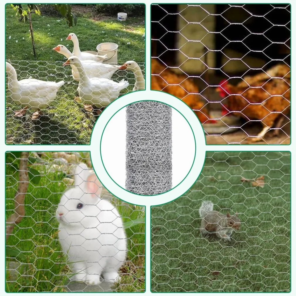 SET 3PZ RETE METALLICA ZINCATA MAGLIA ESAGONALE 1X3MT RECINZIONE PROTEZIONE 223119