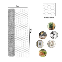 SET 2PZ RETE METALLICA ZINCATA MAGLIA ESAGONALE 1.5X3MT RECINZIONE PROTEZIONE 020255