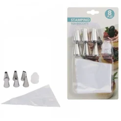 SET 8PZ SAC A POCHE SIRINGA TASCA DOLCI PASTICCERIA SACCHETTO CON BECCUCCI 74144