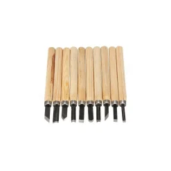 SET 10PZ SCALPELLI MINI MANICO IN LEGNO ACCIAIO PER SCULTURA INTAGLIO STRUMENTI