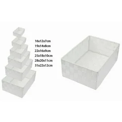 SET 6PZ SCATOLA IN TESSUTO ORGANIZER ARMADIO SCAFFALI PORTA OGGETTI BIANCO 79067