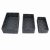 SET 3PZ SCATOLA PORTA OGGETTI TESSUTO INTRECCIATO CONTENITORI GRIGIO SCURO 79056