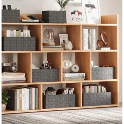 SET 3PZ SCATOLA PORTA OGGETTI TESSUTO INTRECCIATO CONTENITORI GRIGIO SCURO 79056