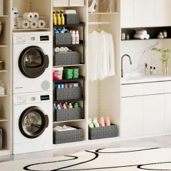 SET 3PZ SCATOLA PORTA OGGETTI TESSUTO INTRECCIATO CONTENITORI GRIGIO SCURO 79056