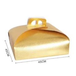 SET 3PZ SCATOLA PORTA TORTA ORO 45X45 CM PER DOLCI PASTE PASTICCERIA FESTA 58011