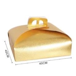 SET 3PZ SCATOLA PORTA TORTA ORO 40X40 CM PER DOLCI PASTE PASTICCERIA FESTA 58010