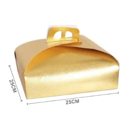 SET 3PZ SCATOLA PORTA TORTA ORO 25X25 CM PER DOLCI PASTE PASTICCERIA FESTA 58006