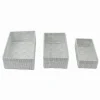SET 3PZ SCATOLA PORTAOGGETTI TESSUTO INTRECCIATO CONTENITORI GRIGIO CHIARO 79054
