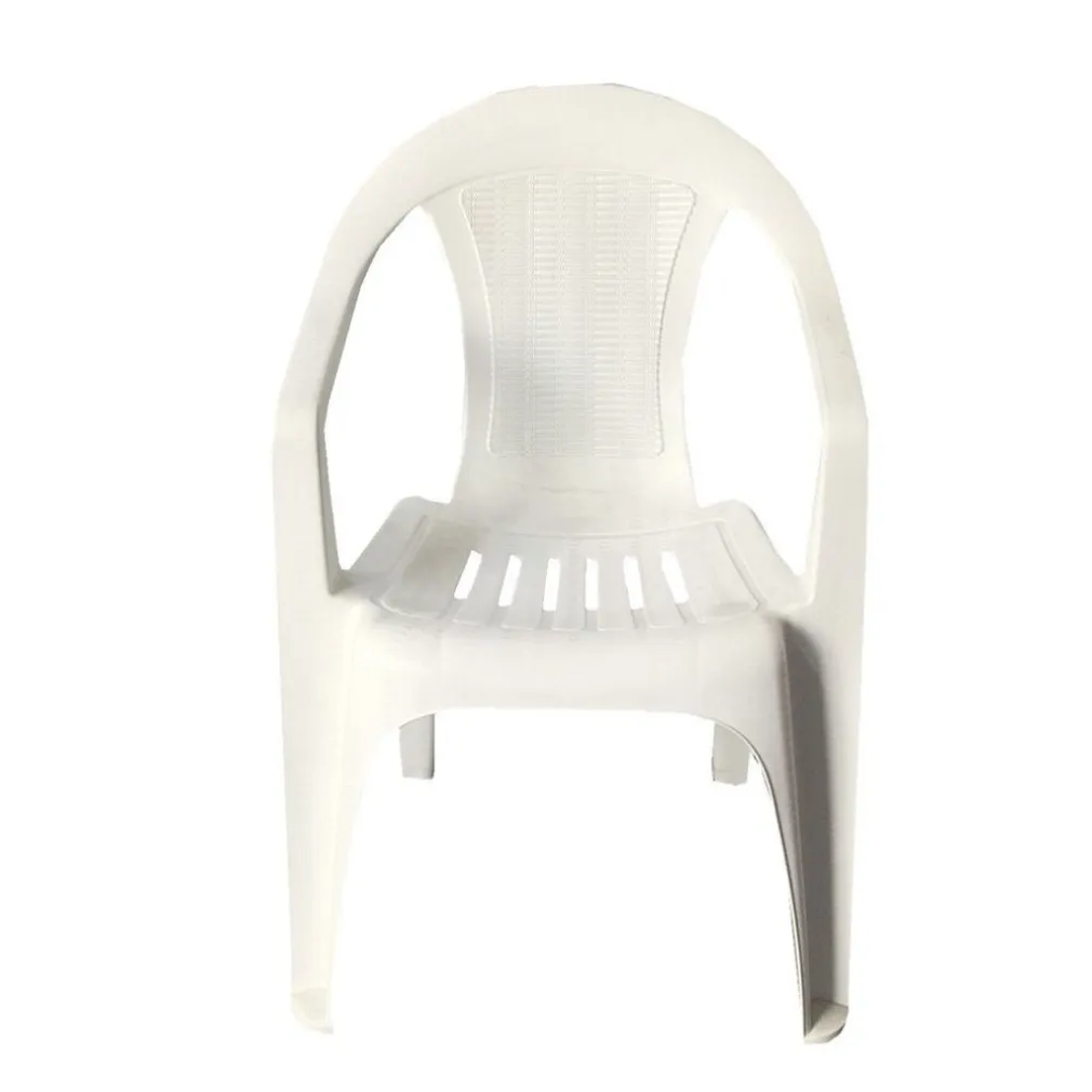 SET 2PZ SEDIA BIANCA IN PLASTICA MONOBLOCCO IMPILABILE CON BRACCIOLI 53X43X78CM 007359