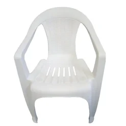 SET 2PZ SEDIA BIANCA IN PLASTICA MONOBLOCCO IMPILABILE CON BRACCIOLI 53X43X78CM 007359