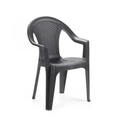 SET 4PZ SEDIA GIARDINO CON SCHIENALE EFFETTO RATTAN 54X56X81CM PLASTICA ANTRACITE 669512A