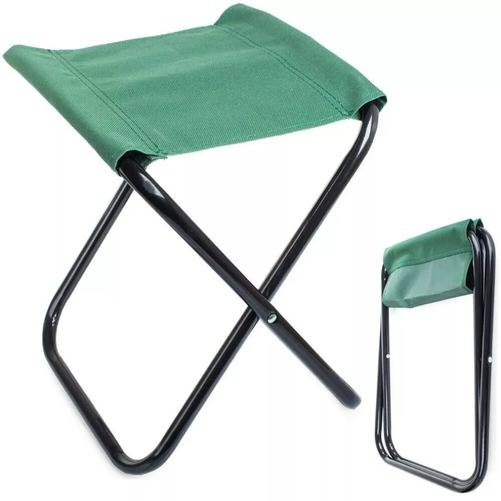 SET 6PZ SGABELLO CAMPING PESCA MINI SEDIA SPIAGGIA PIEGHEVOLE IN METALLO TESSUTO 020227