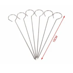 SET 10PZ SPIEDINI IN ACCIAIO INOX 15CM IMPUGNATURA AD UNCINO GRIGLIA BBQ 2406313