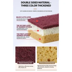 SET 5PZ SPUGNA DOUBLE FACE ABRASIVA MAGICA PER LAVARE PIATTI PADELLE PULIZIA CUCINA BAGNO