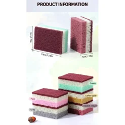 SET 5PZ SPUGNA DOUBLE FACE ABRASIVA MAGICA PER LAVARE PIATTI PADELLE PULIZIA CUCINA BAGNO