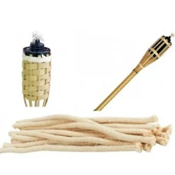 SET 16PZ STOPPINI 18CM RICAMBI CORDA CANDELA LAMPADA TORCE OLIO FILO INTRECCIATO