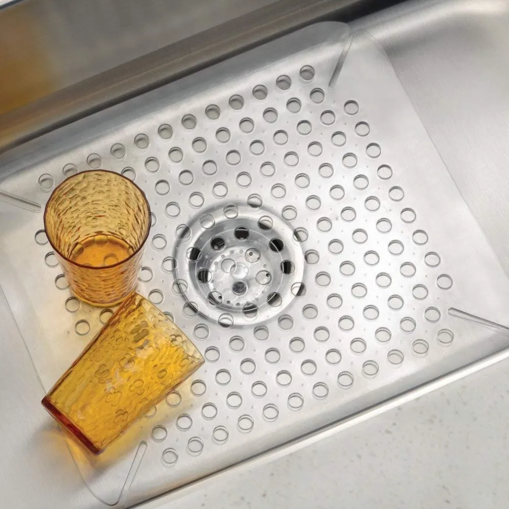 SET 2PZ TAPPETO TAPPETINO LAVELLO SCOLAPIATTI TRASPARENTE 32X32X1CM SILICONE CUCINA