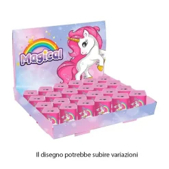 SET 24PZ TEMPERAMATITE IN LATTA QUADRATO DOPPIO FORO UNICORNO SCUOLA REGALI BAMBINE 738042