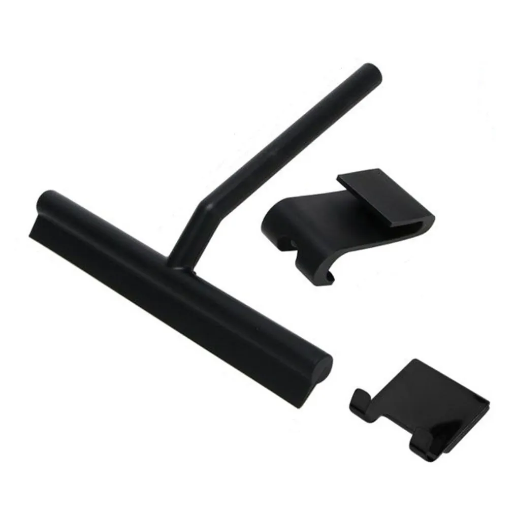 SET 3PZ TERGIVETRO PER DOCCIA GANCIO DOPPIO PER PORTA BOX APPENDINO ADESIVO NERO 87833