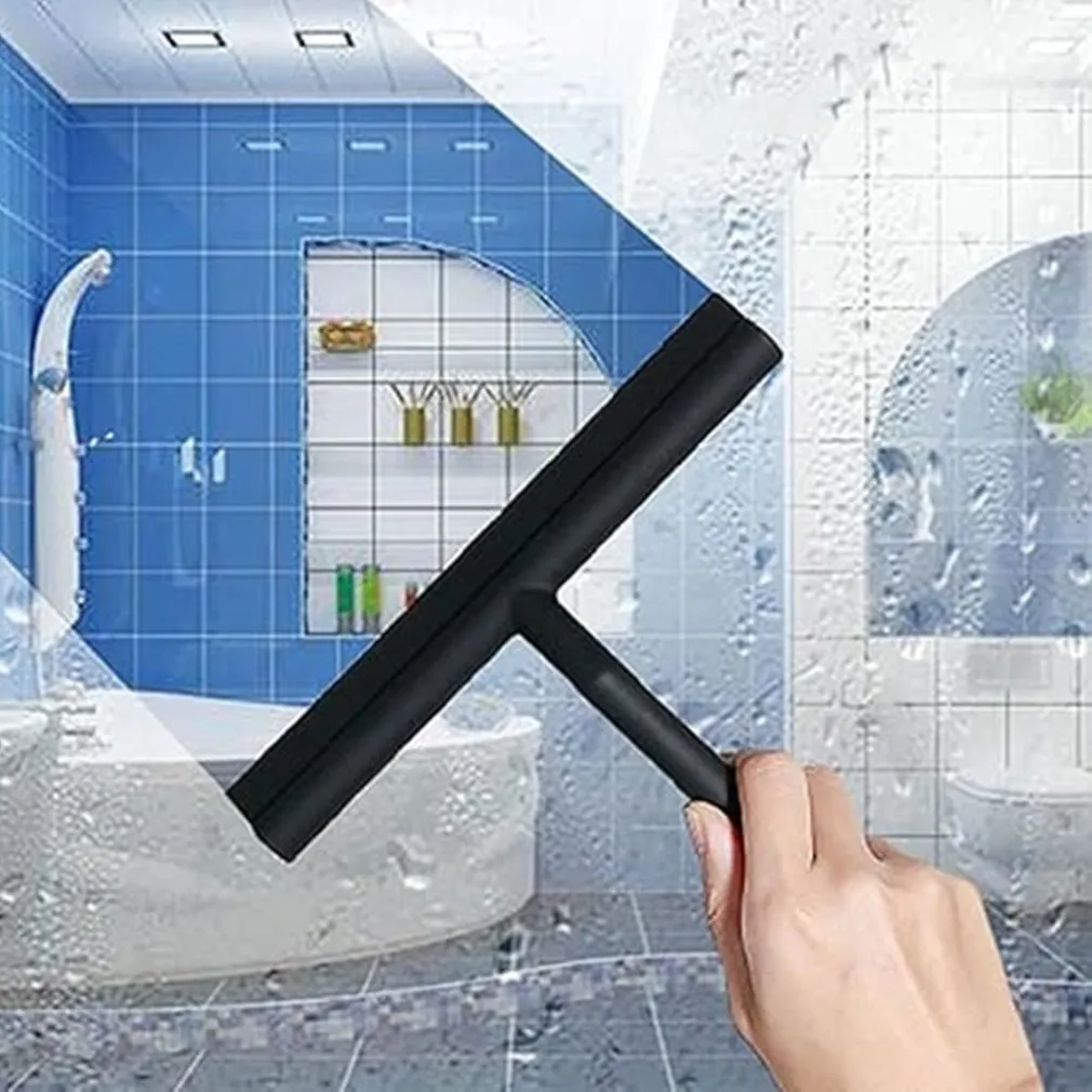 SET 3PZ TERGIVETRO PER DOCCIA GANCIO DOPPIO PER PORTA BOX APPENDINO ADESIVO NERO 87833