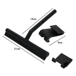 SET 3PZ TERGIVETRO PER DOCCIA GANCIO DOPPIO PER PORTA BOX APPENDINO ADESIVO NERO 87833