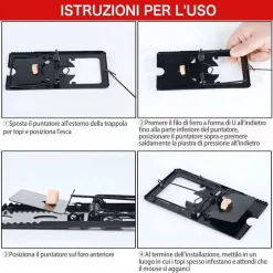 SET 4PZ TRAPPOLA PER TOPI GRANDI PICCOLI FACILE DA USARE PUÒ ESSERE RIUTILIZZATA