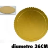SET 2PZ. VASSOIO PORTA SOTTO TORTA PIATTO 36CM ORO TONDO DOLCI CARTONE TRASPORTO
