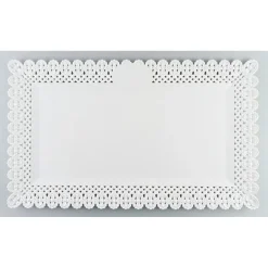 SET 2PZ VASSOIO TRAMA TRINATO BIANCO 30X17CM RETTANGOLARE PIATTO SOTTO DOLCI TRASPORTO