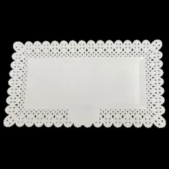SET 2PZ VASSOIO TRAMA TRINATO BIANCO 36X17CM RETTANGOLARE PIATTO SOTTO DOLCI TRASPORTO