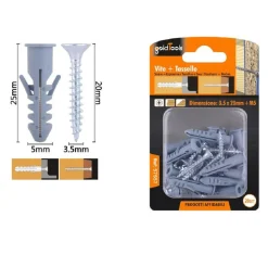 SET 28PZ VITI VITE CROCE 3.5X20MM + TASSELLI CON ALETTE TASSELLO M5 FISCHER 57557