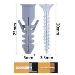 SET 28PZ VITI VITE CROCE 3.5X20MM + TASSELLI CON ALETTE TASSELLO M5 FISCHER 57557