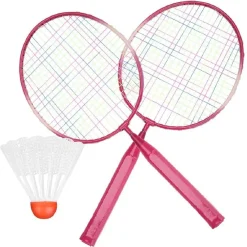 SET RACCHETTA BADMINTON PALLA LEGHE NYLON PER BAMBINI GIOCATTOLI ALL'APERTO ROSA