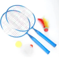 SET RACCHETTA BADMINTON PALLA LEGHE NYLON PER BAMBINI GIOCATTOLI ALL'APERTO BLU