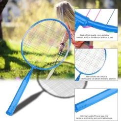 SET RACCHETTA BADMINTON PALLA LEGHE NYLON PER BAMBINI GIOCATTOLI ALL'APERTO BLU