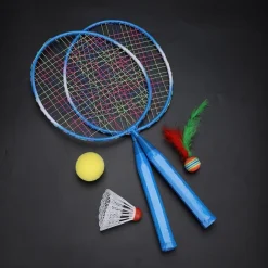 SET RACCHETTA BADMINTON PALLA LEGHE NYLON PER BAMBINI GIOCATTOLI ALL'APERTO BLU