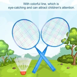 SET RACCHETTA BADMINTON PALLA LEGHE NYLON PER BAMBINI GIOCATTOLI ALL'APERTO BLU