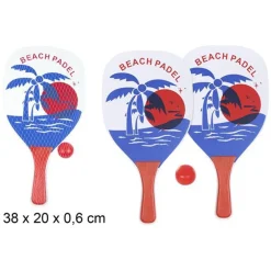 SET RACCHETTE DA SPIAGGIA RETTANGOLARI DESIGN PALMA 38X20X0.6 CM CON PALLINA 186238