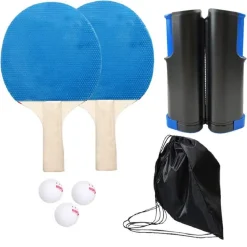 SET RACCHETTE PING PONG CON STAFFA A RETE RETRATTILE MORSETTI PALLE PALI TENNIS