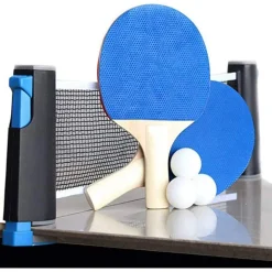 SET RACCHETTE PING PONG CON STAFFA A RETE RETRATTILE MORSETTI PALLE PALI TENNIS