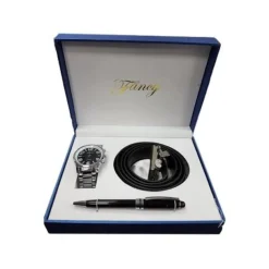 SET REGALO PER UOMO OROLOGIO CINTURA PENNA IN COFANETTO ELEGANTE