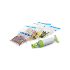 SET SACCHETTI ZIP SOTTOVUOTO CON POMPA A MANO 2 CLIP CHIUDI BUSTE SIGILLA CHIUDI