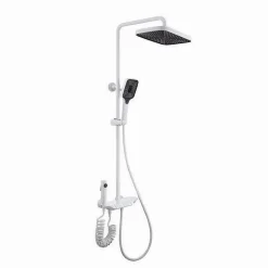 SET SALISCENDI BAGNO COLONNA DOCCIA RUBINETTO SOFFIONE DOCCETTA BIDET BIANCO 87345